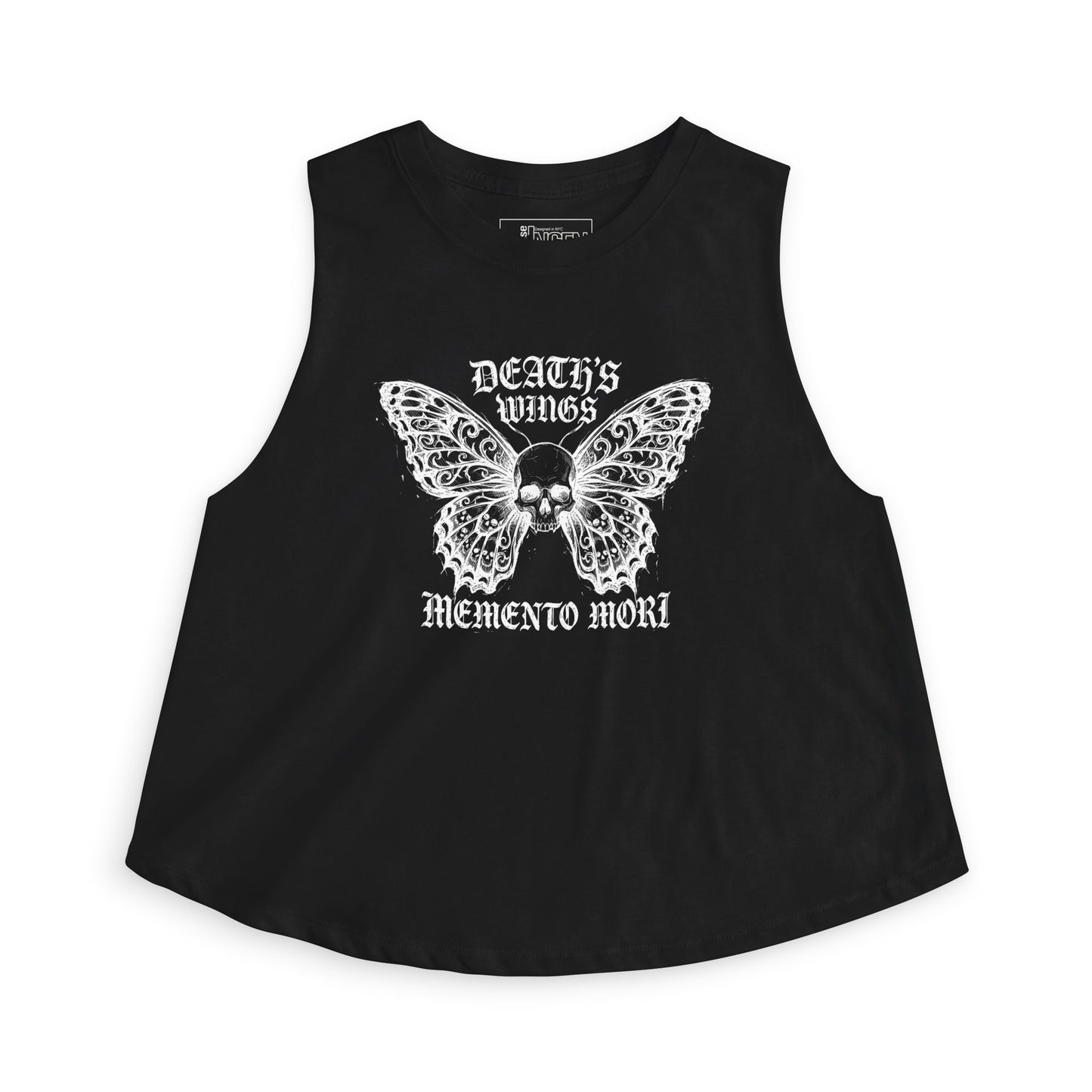 Memento Mori 'Death's Wings' Skull Butterfly Crop Top