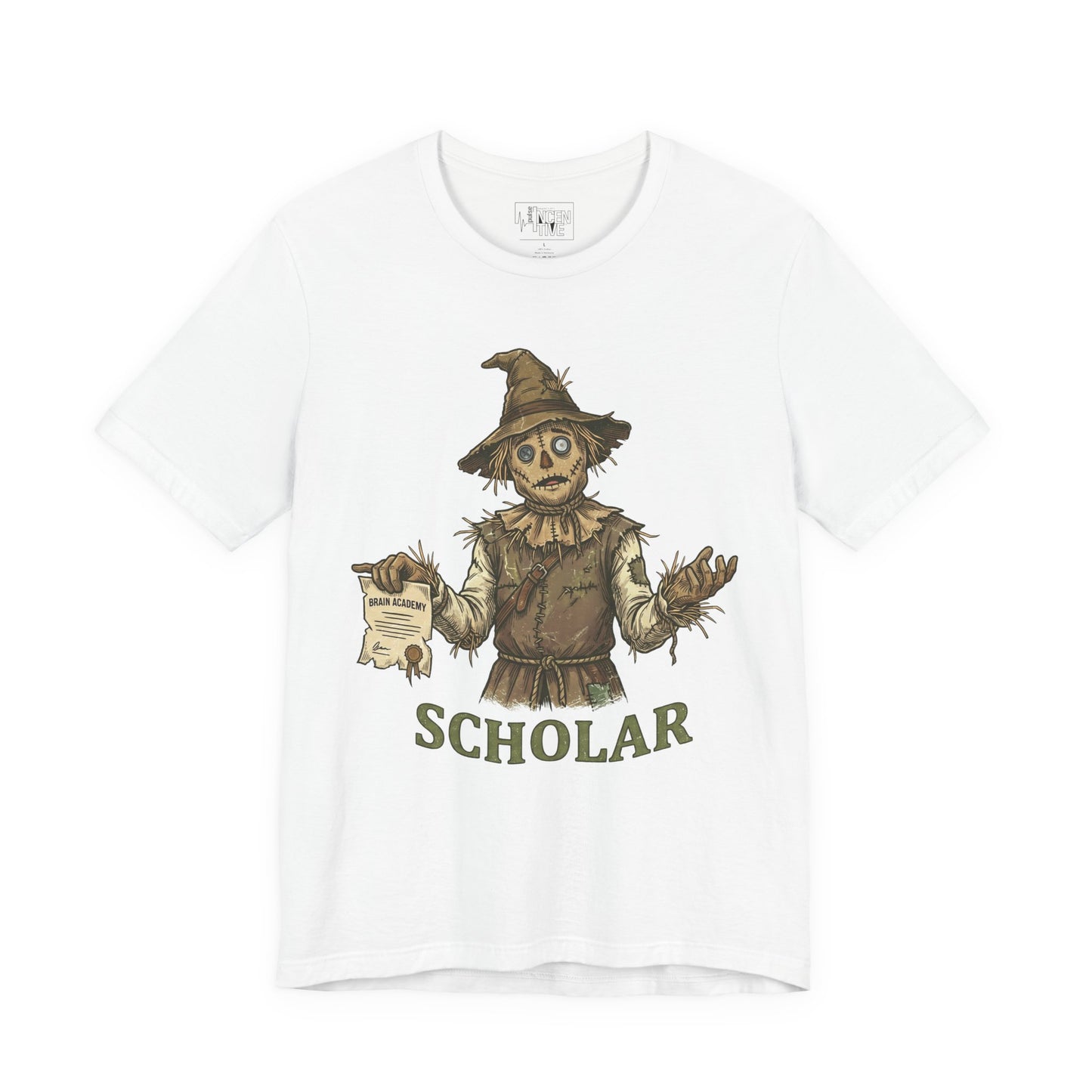 Scholar Scarecrow T-Shirt — Vintage Halloween Academic Tee