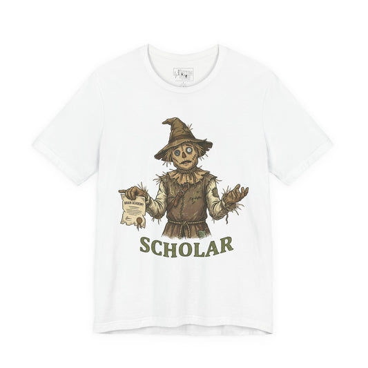 Scholar Scarecrow T-Shirt — Vintage Halloween Academic Tee