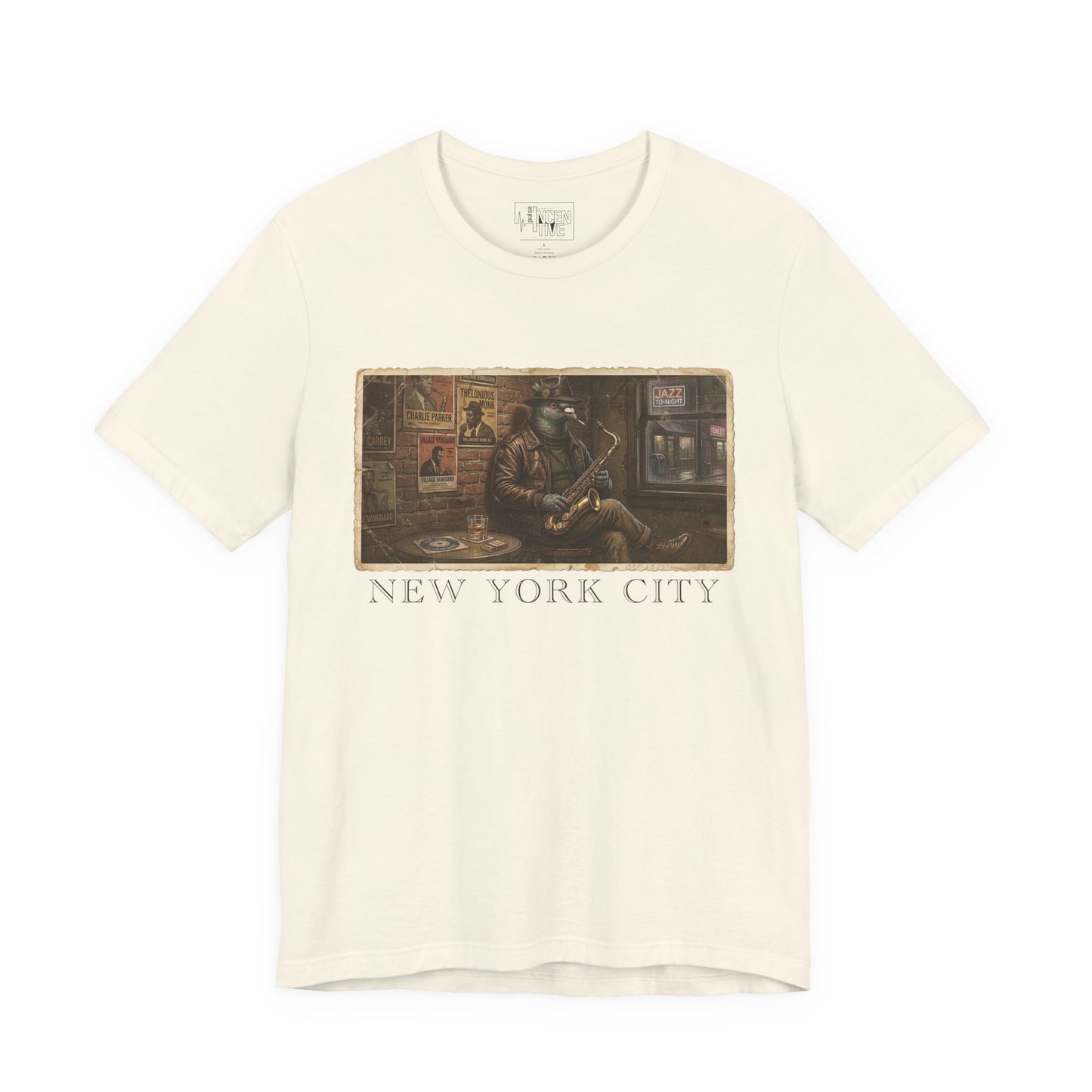 New York City Saxophonist Tee — Vintage Jazz Street Scene T-Shirt