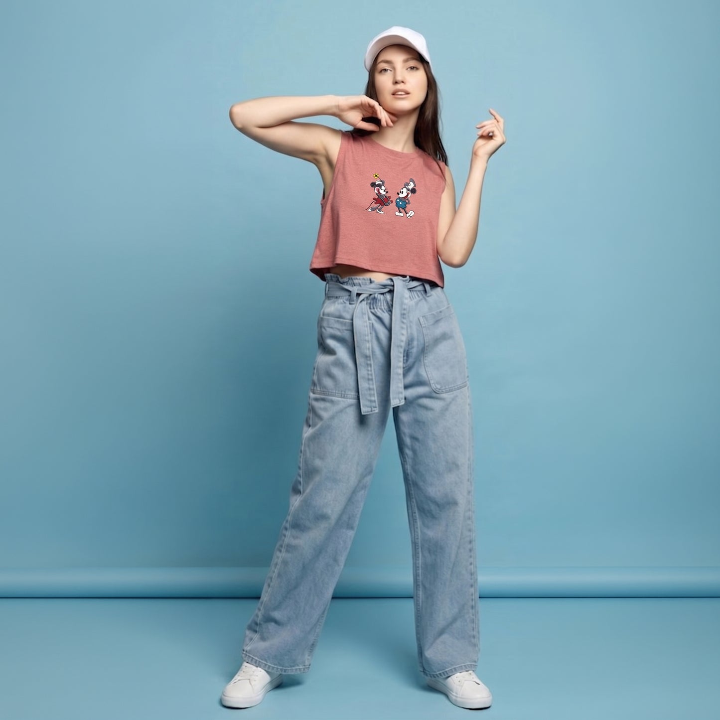 Vintage Cartoon Couple Women's Crop Top