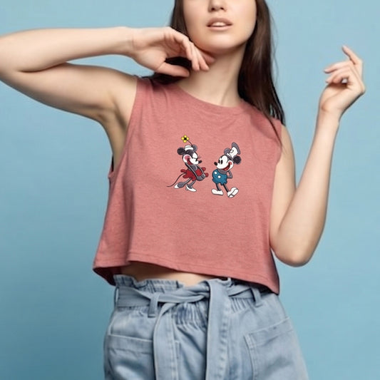 Vintage Cartoon Couple Women's Crop Top