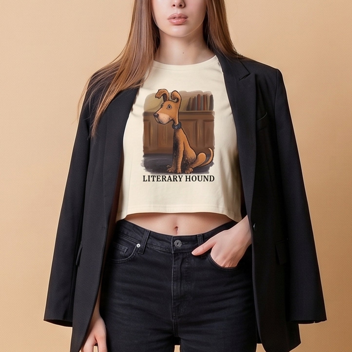 Literary Hound Women's Boxy Tee — Cute Book Lover Dog T‑Shirt