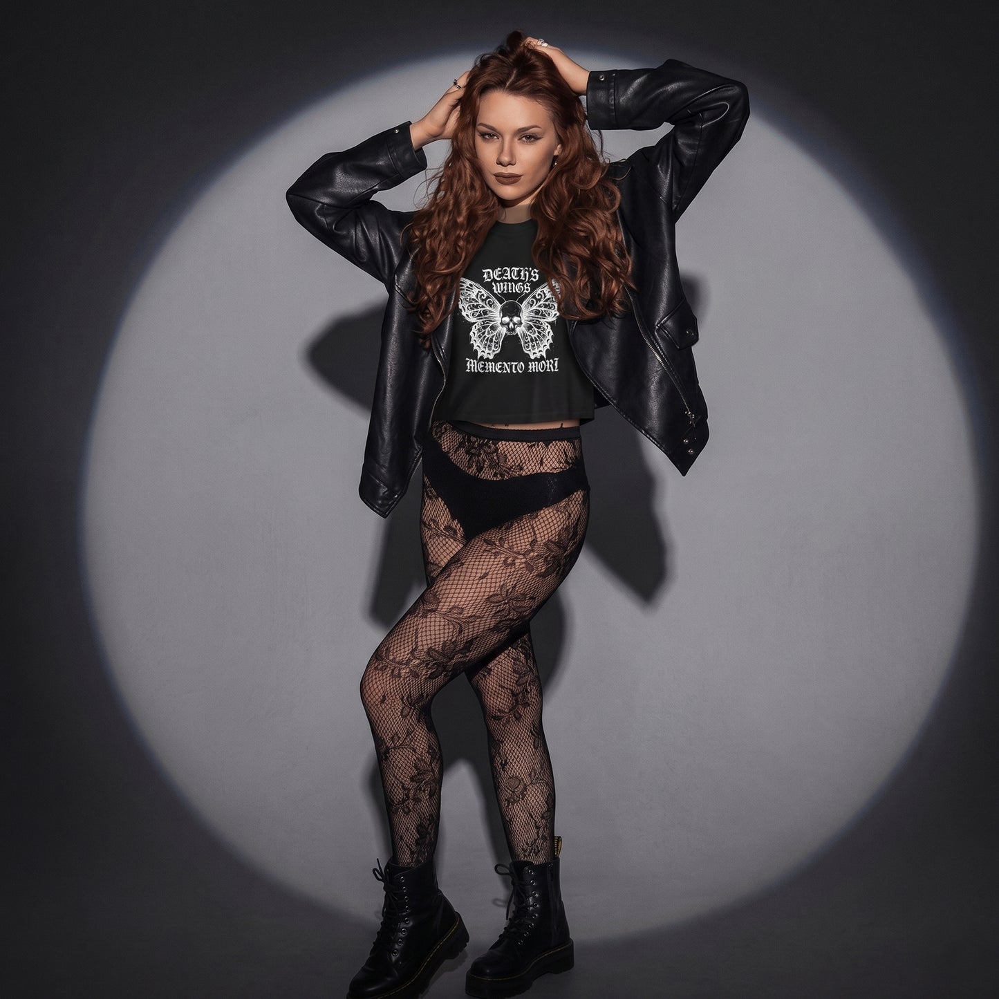Memento Mori 'Death's Wings' Skull Butterfly Crop Top