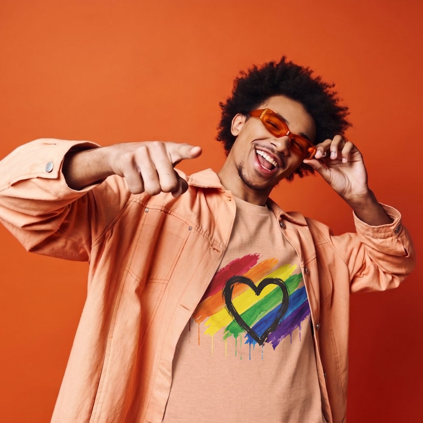 Rainbow Heart T‑Shirt - Pride Paint Stroke Tee