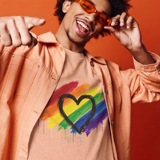 Rainbow Heart T‑Shirt - Pride Paint Stroke Tee