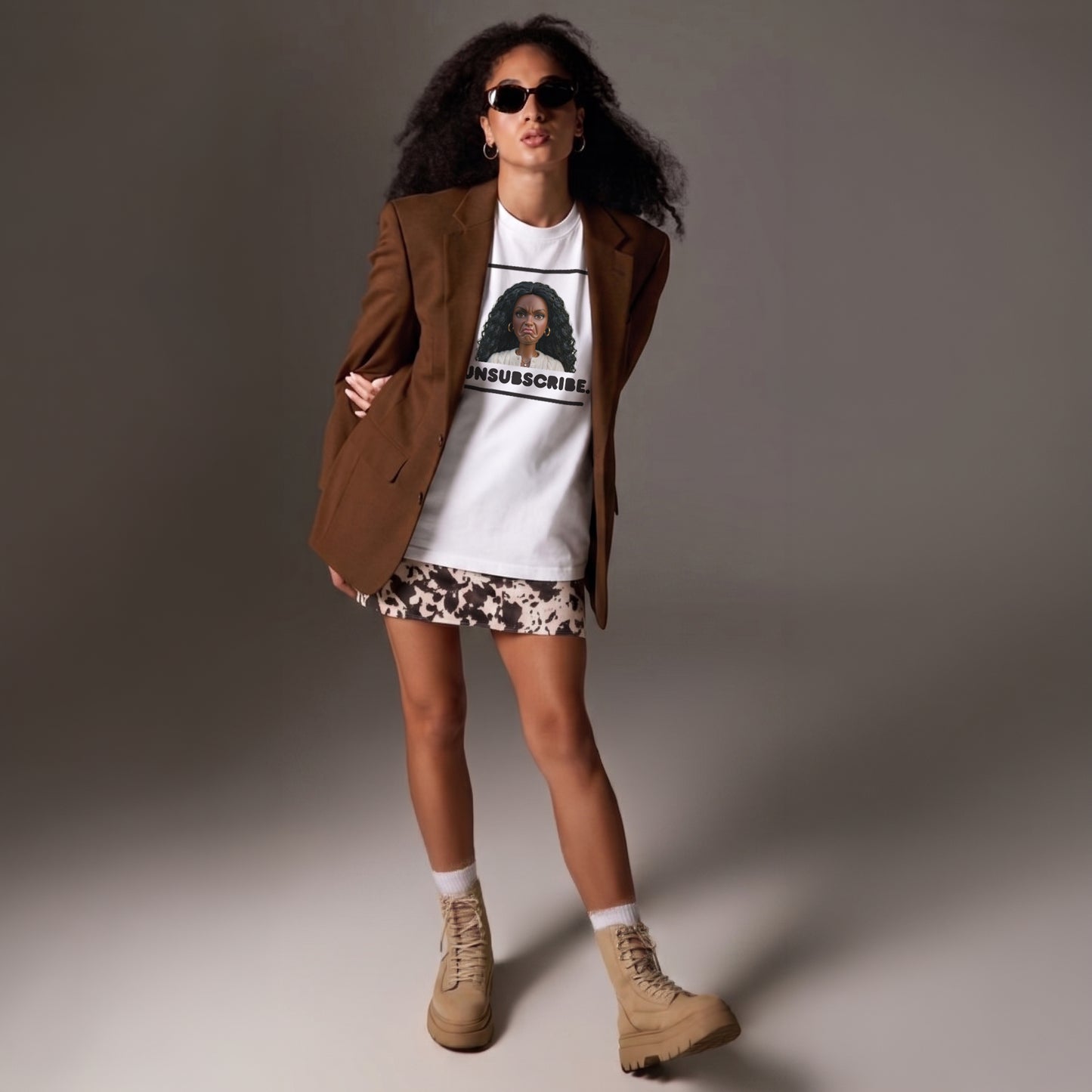 T-Shirt — "Unsubscribe." Doll Face Meme Graphic Tee - Funny Sarcastic Protest Top
