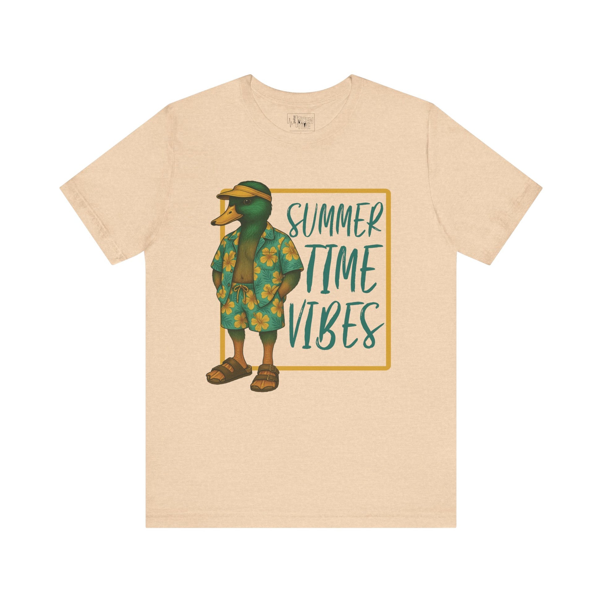 Sand Dune Sumer Duck T-shirt front view with anthropomorphic mallard duck graphic