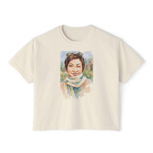 Boxy Tee — Watercolor Portrait Graphic Womens Tee