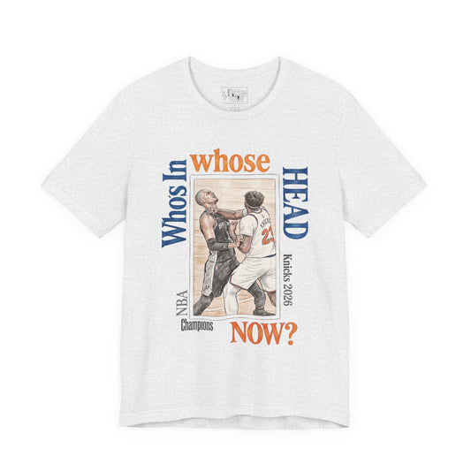 'Who's in whose Head Now?' New York Knicks 2026 NBA Champions Basketball Illustration Tee Graphic T-Shirt